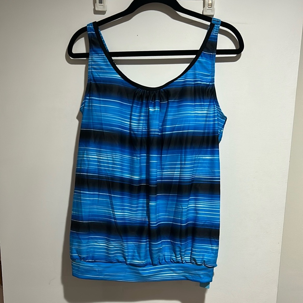 Yonique Blue Striped Women's Swim Top